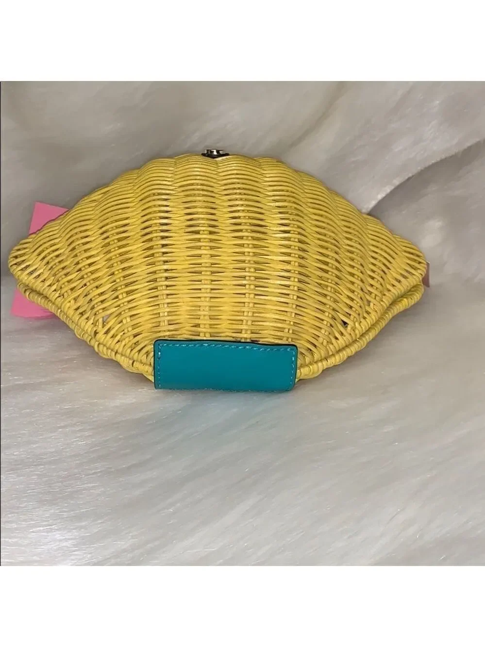 YELLOW AND GREEN KATE SPADE PICNIC PERFECT LEMON WICKER CROSSBODY BAG SUMMER